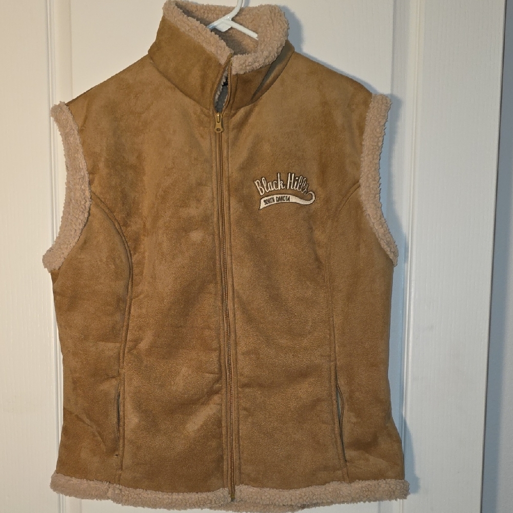 Women's Tan Fleece Vest Black Hills South Dakota